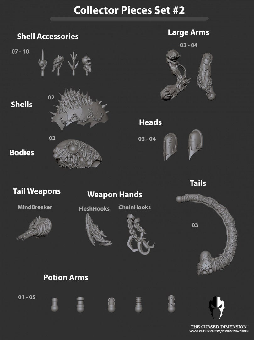 The Collector Set #2, 20 Poseable Parts – Cursed Elves by Edge Miniatures