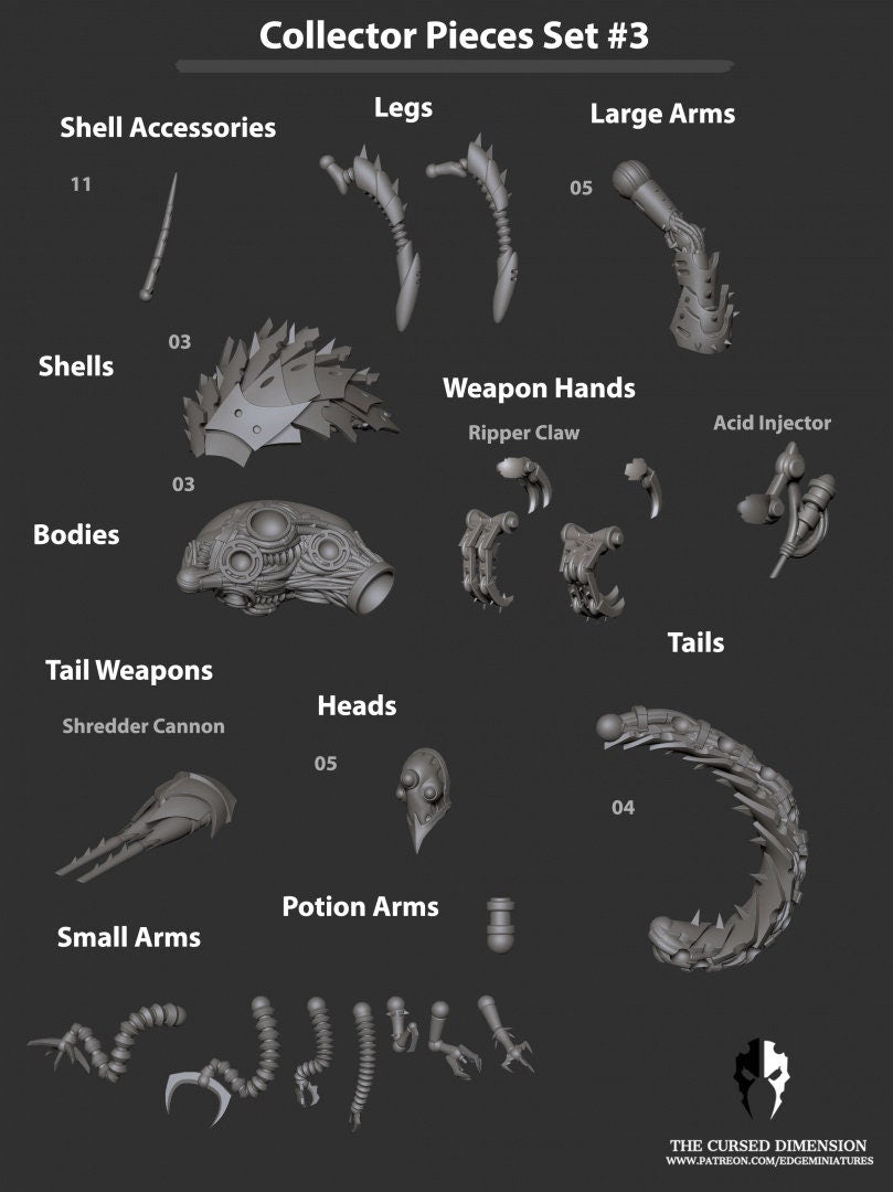 The Collector Set #3, 21 Poseable Parts – Cursed Elves by Edge Miniatures