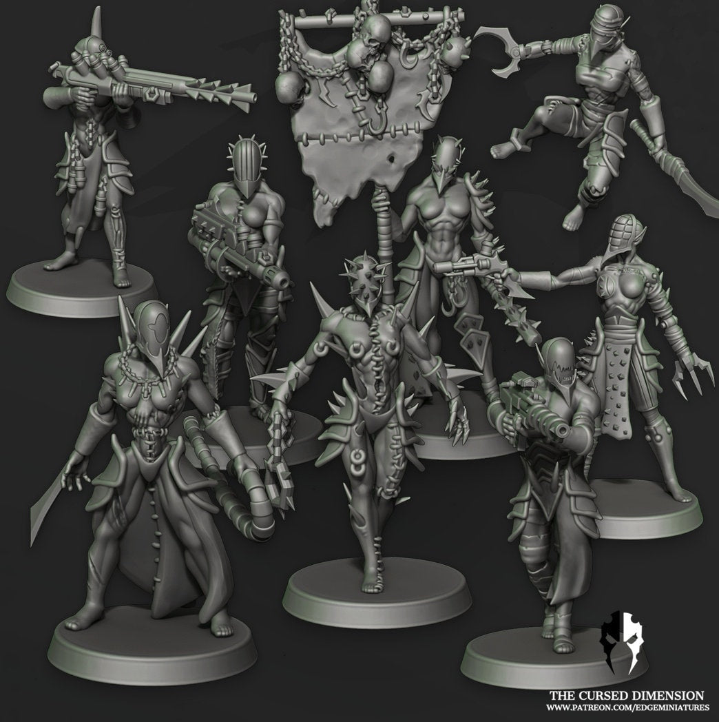 Cursed Elves Warrior Squad – 02 – All Female by Edge Miniatures
