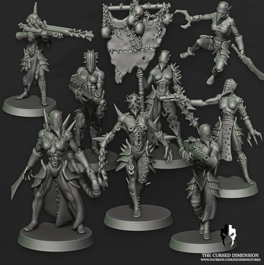 Cursed Elves Warrior Squad – 02 – All Female by Edge Miniatures