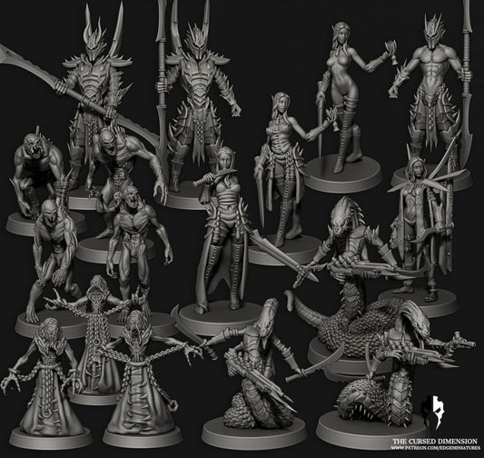 Royal Court – Cursed Elves with bonus pinups by Edge Miniatures